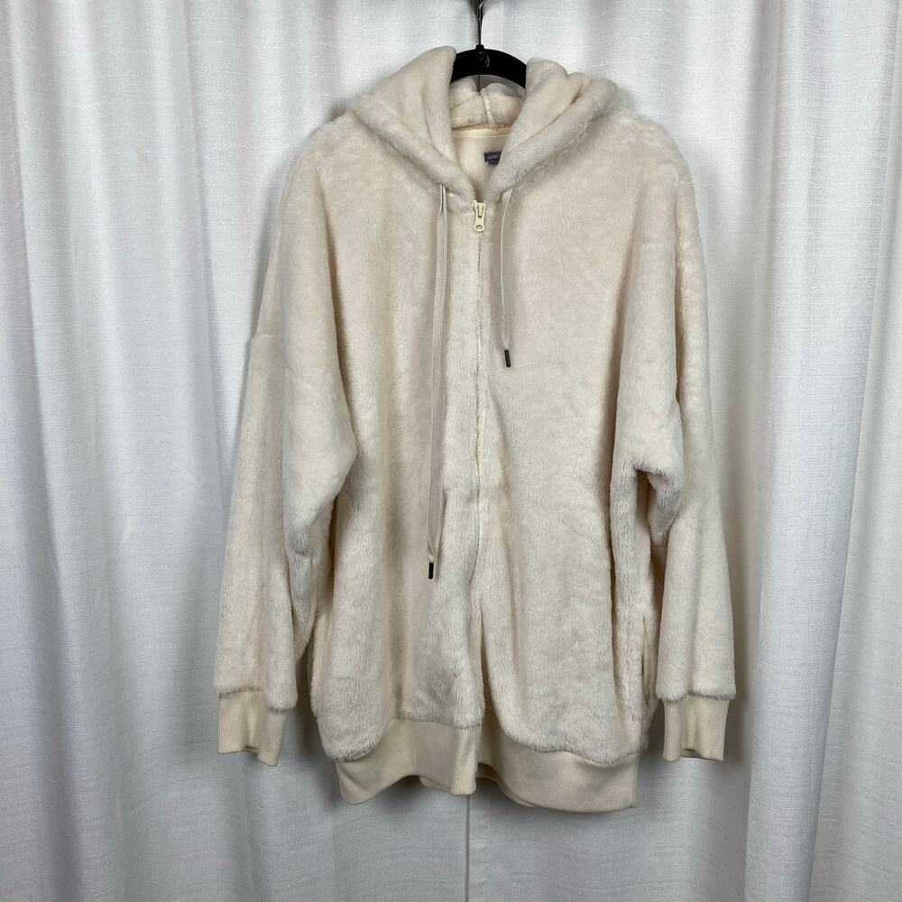 Aerie Cream Sherpa Hooded Jacket Sz.L
